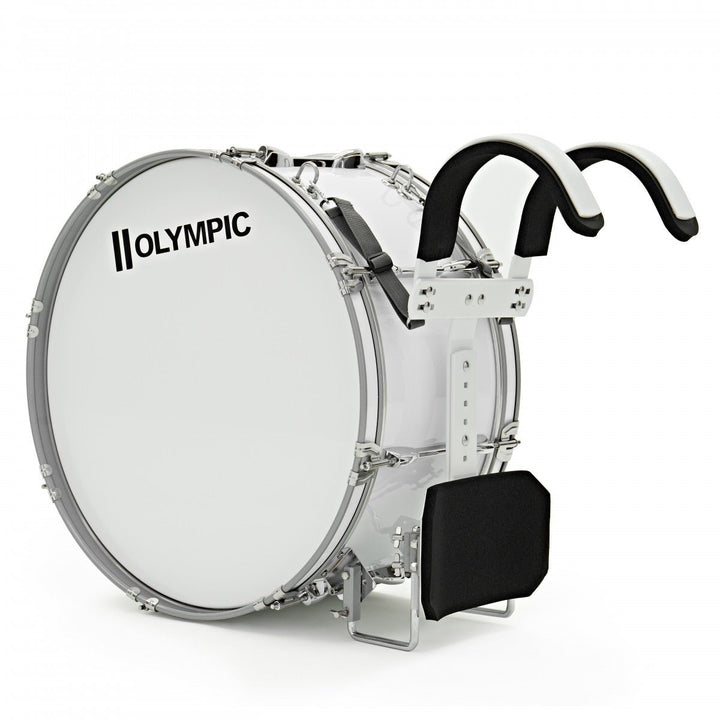 Olympic Marching 22" x 10" Traditional Bass Drum, White - Ev - Entz Music