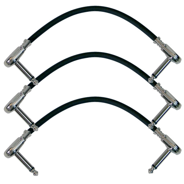 On - Stage 6" Patch Cable - 3 Pack with Pancake - Style Connectors – Ideal for Pedalboard Organization - Ev - Entz Music