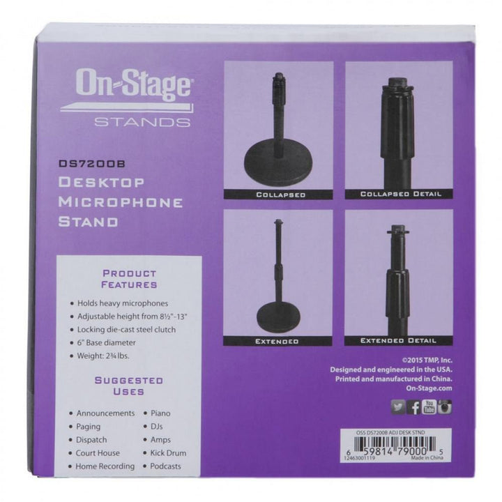 On - Stage Desktop Microphone Stand - Adjustable Height with Die - Cast Steel Clutch - Ev - Entz Music