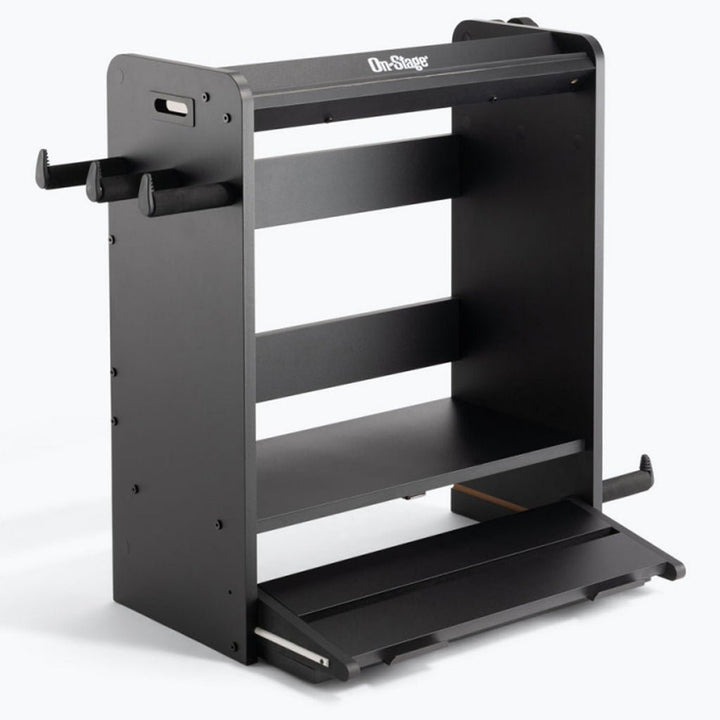 On - Stage Guitar Workstation ~ Black - Multi - Function Guitar Stand, Pedalboard, and Amp Stand - Ev - Entz Music