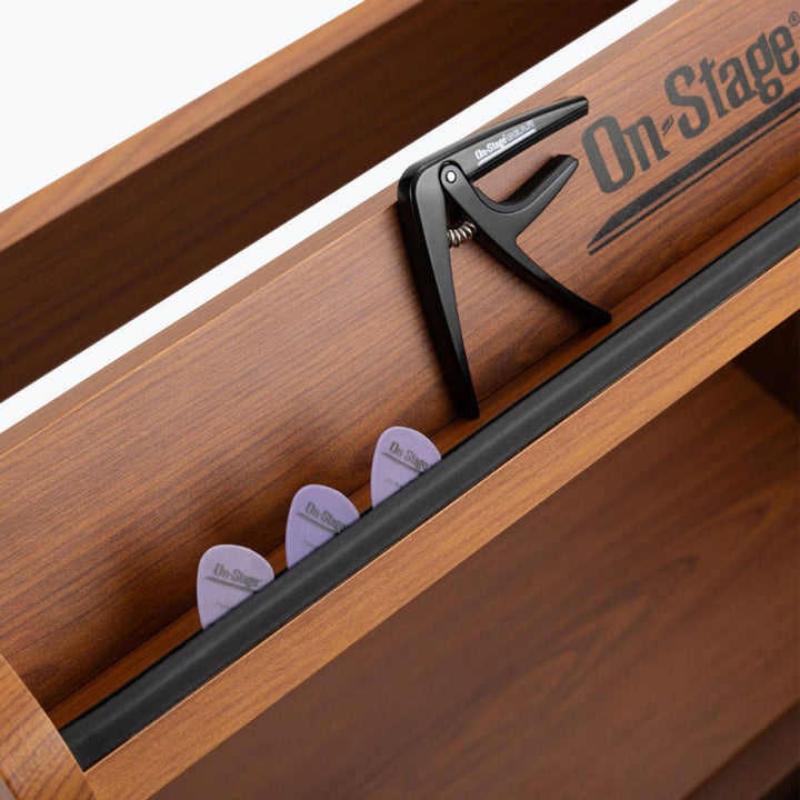 On - Stage Guitar Workstation ~ Rosewood - Multi - Functional Guitar Stand, Pedalboard, and Amp Stand - Ev - Entz Music