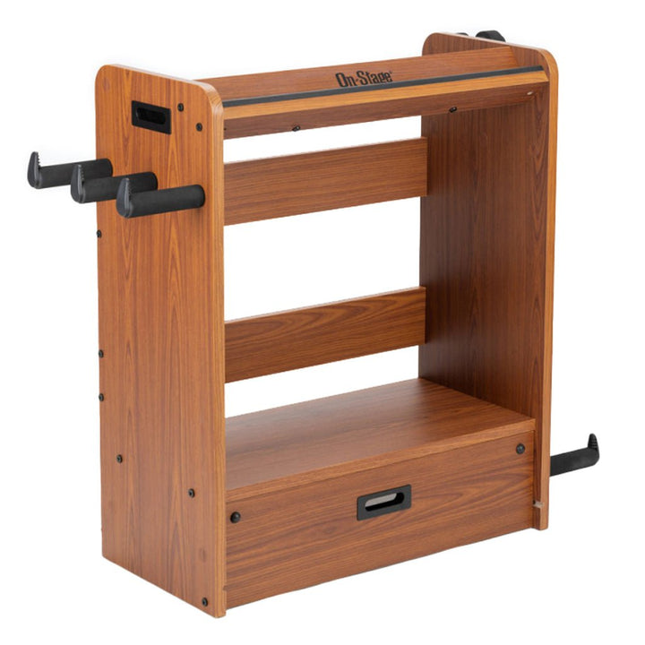 On - Stage Guitar Workstation ~ Rosewood - Multi - Functional Guitar Stand, Pedalboard, and Amp Stand - Ev - Entz Music