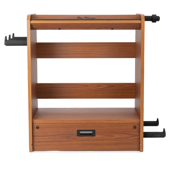 On - Stage Guitar Workstation ~ Rosewood - Multi - Functional Guitar Stand, Pedalboard, and Amp Stand - Ev - Entz Music