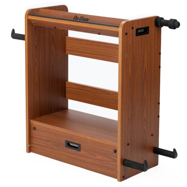 On - Stage Guitar Workstation ~ Rosewood - Multi - Functional Guitar Stand, Pedalboard, and Amp Stand - Ev - Entz Music