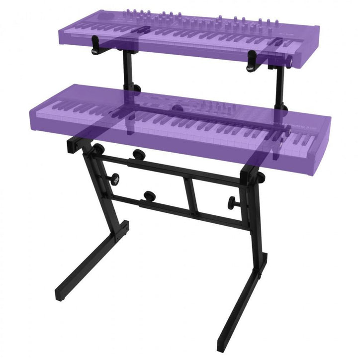 On - Stage Pro Heavy - Duty Folding - Z Keyboard Stand w/2nd Tier - Dual Keyboard Support, Adjustable and Compact Design - Ev - Entz Music