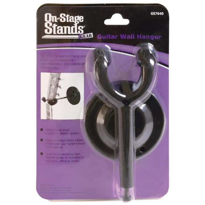 On - Stage Round Metal Guitar Hanger (Screw - In) - Secure Mount for Acoustic & Electric Guitars - Ev - Entz Music