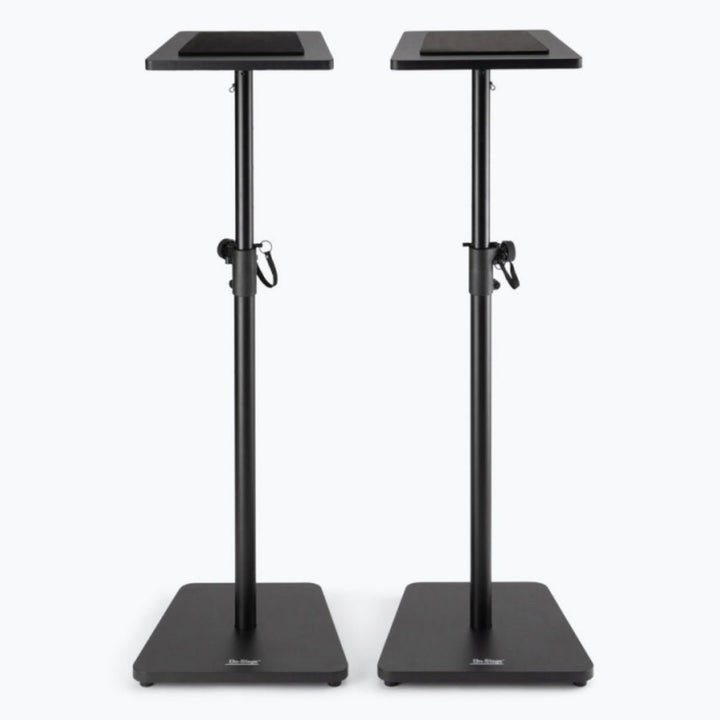 On - Stage Wood Monitor Stands (Pair) – Adjustable Studio Speaker Stands in Black - Ev - Entz Music