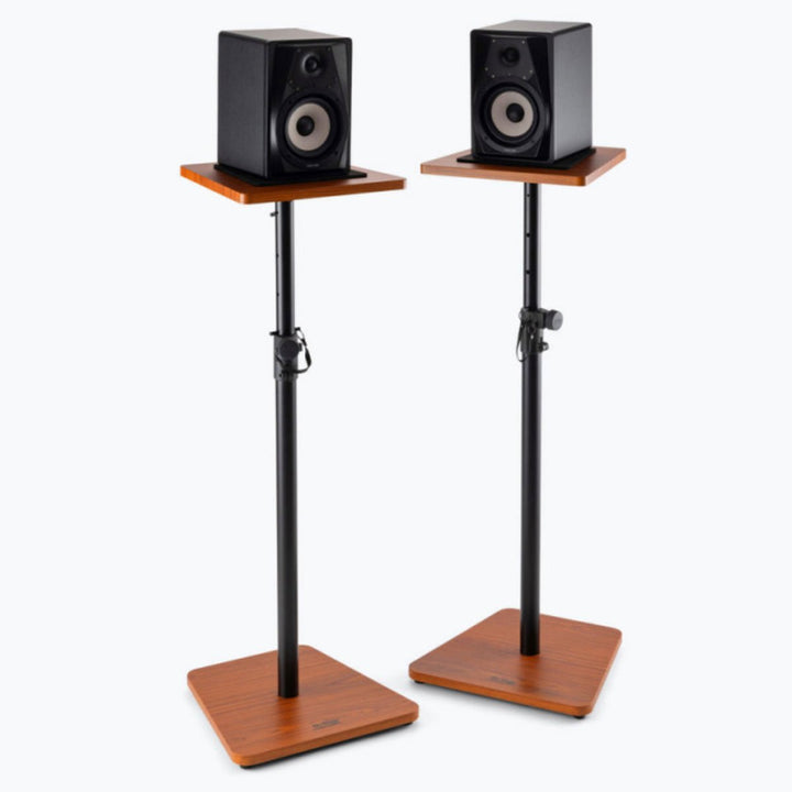 On - Stage Wood Monitor Stands (Pair) – Adjustable Studio Speaker Stands in Rosewood - Ev - Entz Music