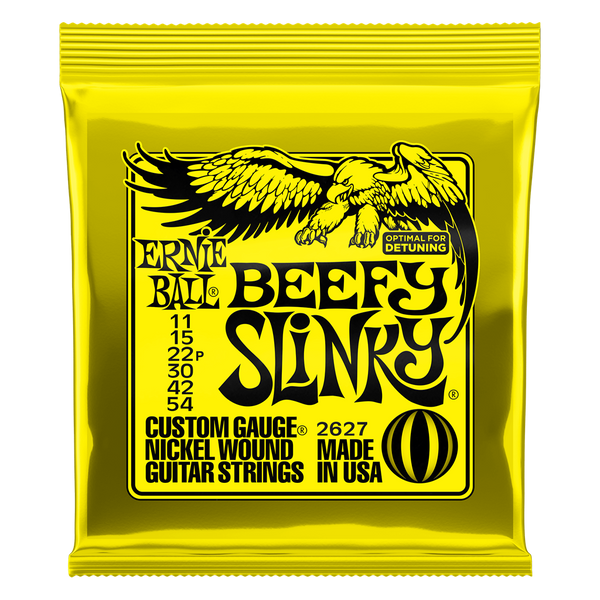 Ernie Ball Beefy Slinky Nickel Wound Electric Guitar Strings – 11-54 Gauge for Heavy Styles