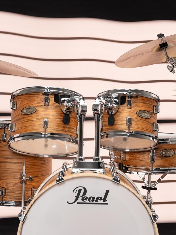 Pearl Decade Maple Artisan Drum Set - Professional 6 - Ply Maple Shells in Satin Caramel Veil Finish (DMPA905C) - Ev - Entz Music