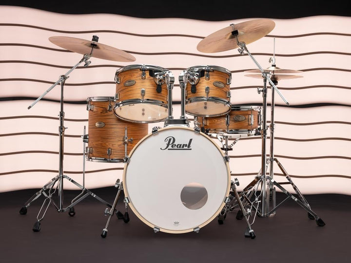 Pearl Decade Maple Artisan Drum Set - Professional 6 - Ply Maple Shells in Satin Caramel Veil Finish (DMPA905C) - Ev - Entz Music