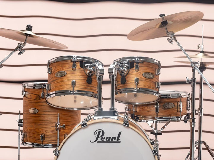 Pearl Decade Maple Artisan Drum Set - Professional 6 - Ply Maple Shells in Satin Caramel Veil Finish (DMPA905C) - Ev - Entz Music