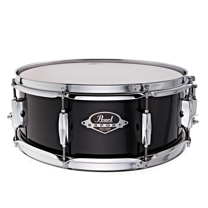 Pearl Export Series 14x5.5 Jet Black snare drum front view

