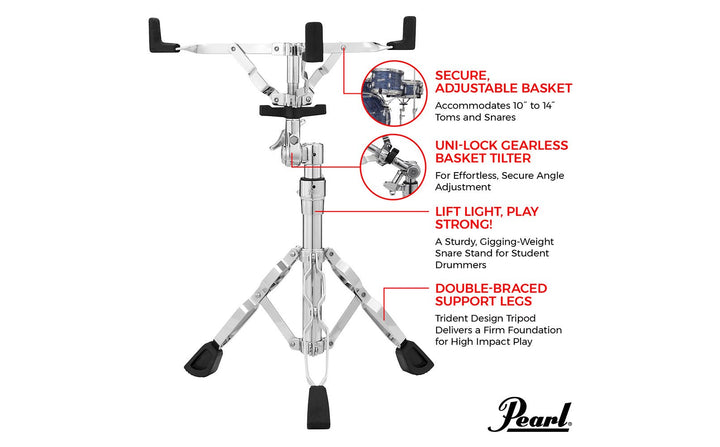 Pearl S830 Double - Braced Snare Stand – Reliable and Adjustable Support for Drummers - BS - Ev - Entz Music