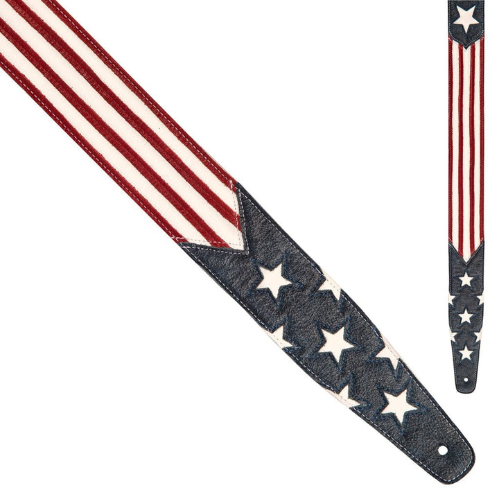 Perri's Leather 2.5" Guitar Strap ~ USA Flag - Ev - Entz Music