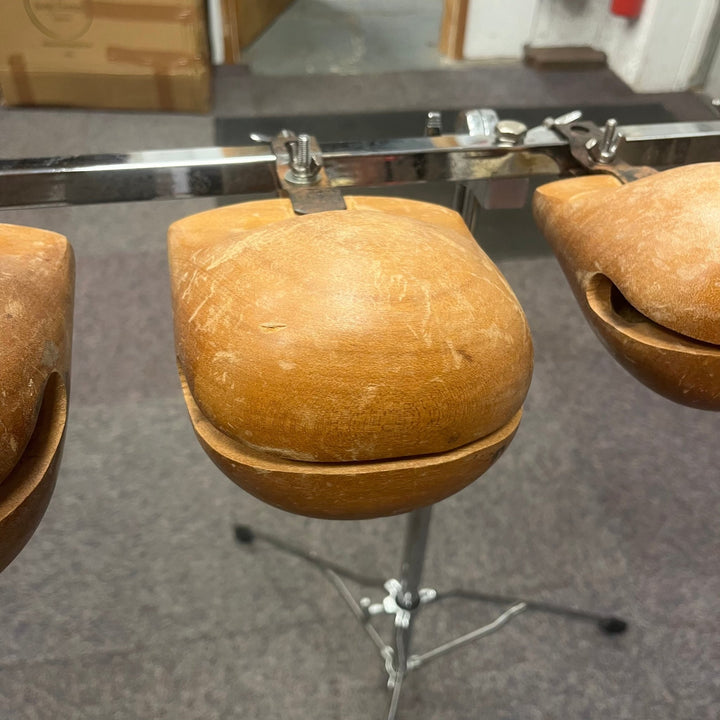 Pre - Owned 5 - Piece Wooden Temple Block Set with Stand – Percussion Instrument - Ev - Entz Music