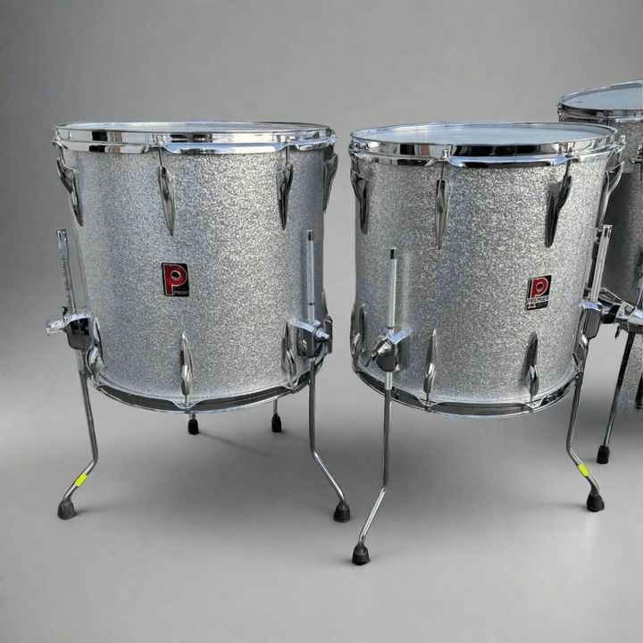 Pre - Owned Custom Premier Drum Kit – Silver Sparkle Finish, With Cymbal & Tom Stands + Bags - Ev - Entz Music