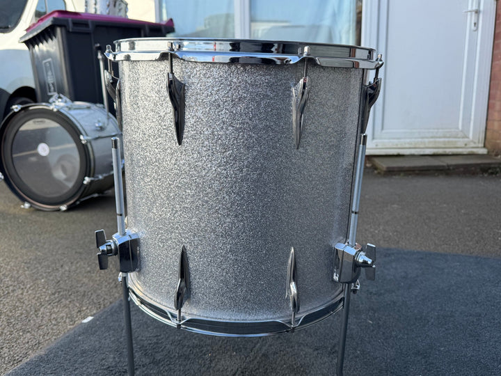 Pre - Owned Custom Premier Drum Kit – Silver Sparkle Finish, With Cymbal & Tom Stands + Bags - Ev - Entz Music