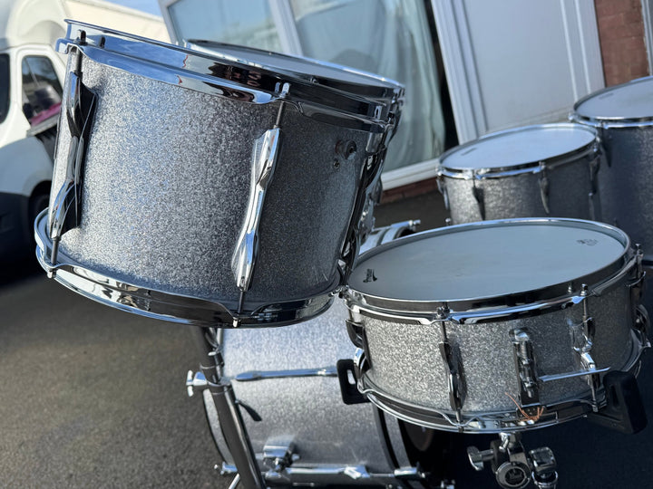 Pre - Owned Custom Premier Drum Kit – Silver Sparkle Finish, With Cymbal & Tom Stands + Bags - Ev - Entz Music