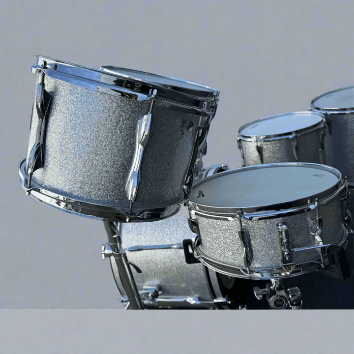 Pre - Owned Custom Premier Drum Kit – Silver Sparkle Finish, With Cymbal & Tom Stands + Bags - Ev - Entz Music