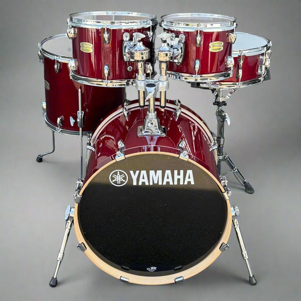 Pre - Owned Yamaha Stage Custom Drum Kit – Cranberry Red Birch 5 - Piece Shell Pack - 20" Bass Drum - Ev - Entz Music
