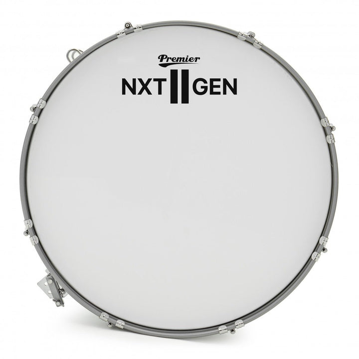 Premier NXT GEN Marching 24" x 10" Traditional Bass Drum – White with Basswood Shell and Internal Dampening - Ev - Entz Music