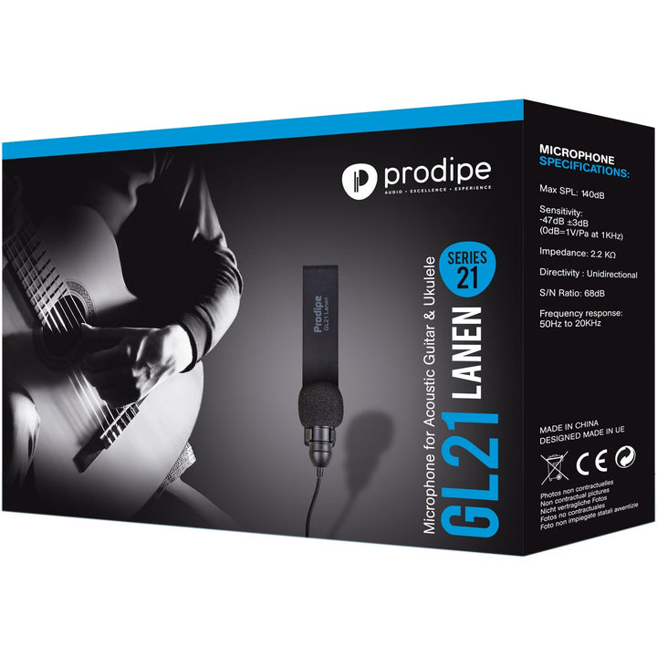 Prodipe GL21 Lanen Acoustic Guitar & Ukulele Microphone – High - Fidelity Clip - On Condenser Mic for String Instruments (SKU: PROGL21) - Ev - Entz Music