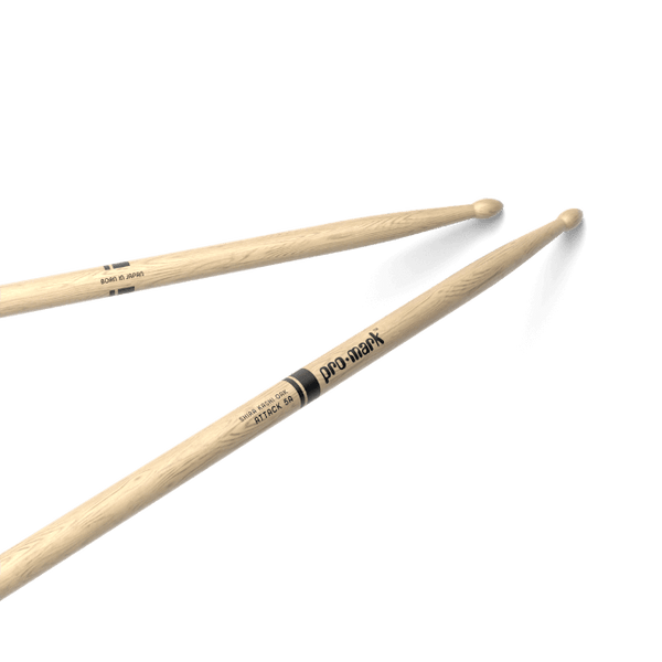 Promark Classic Attack 5A Shira Kashi Oak Drumstick, Oval Wood Tip - Ev - Entz Music