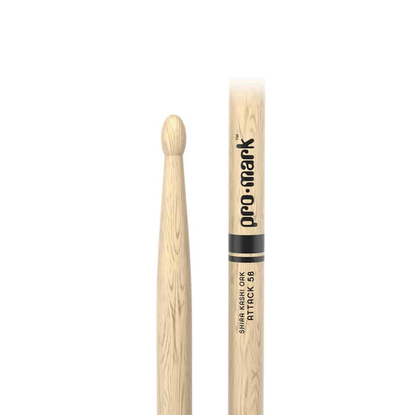 Promark Classic Attack 5B Shira Kashi Oak Drumstick, Oval Wood Tip - Ev - Entz Music