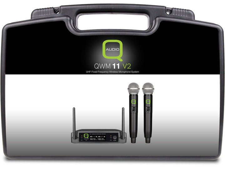 Q - Audio QWM 11 v2 Dual UHF Wireless Microphone System - Fixed Frequency Handheld Set - Ev - Entz Music