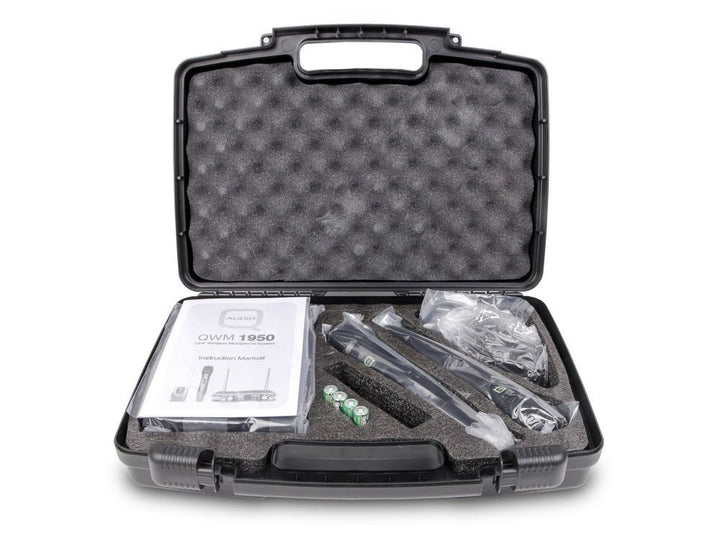 Q - Audio QWM 1950 HH UHF Dual Channel Antenna Diversity Wireless Microphone System - Multiple Frequencies - Ev - Entz Music