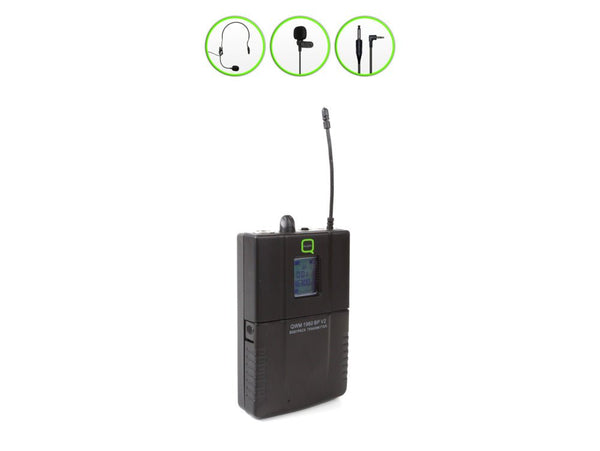 Q - Audio QWM 1960 BP KIT V2 UHF Bodypack Transmitter with Lavalier Mic, Instrument Cable, and Headset Microphone - Ev - Entz Music