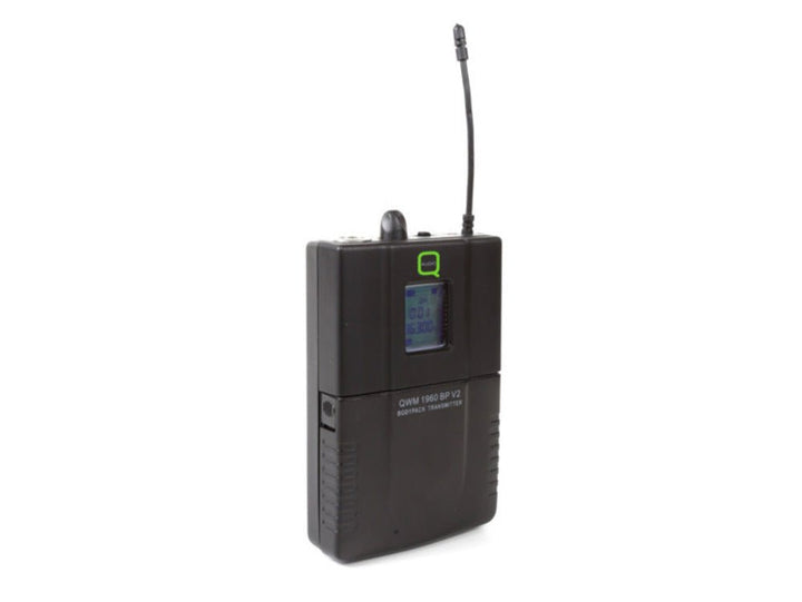 Q - Audio QWM 1960 BP V2 UHF Dual Channel True Diversity BP Wireless Mic System with 2 Beltpack Transmitters and 2 Headset Mics - 863 - 865 MHz / 606 - 614 MHz - Ev - Entz Music