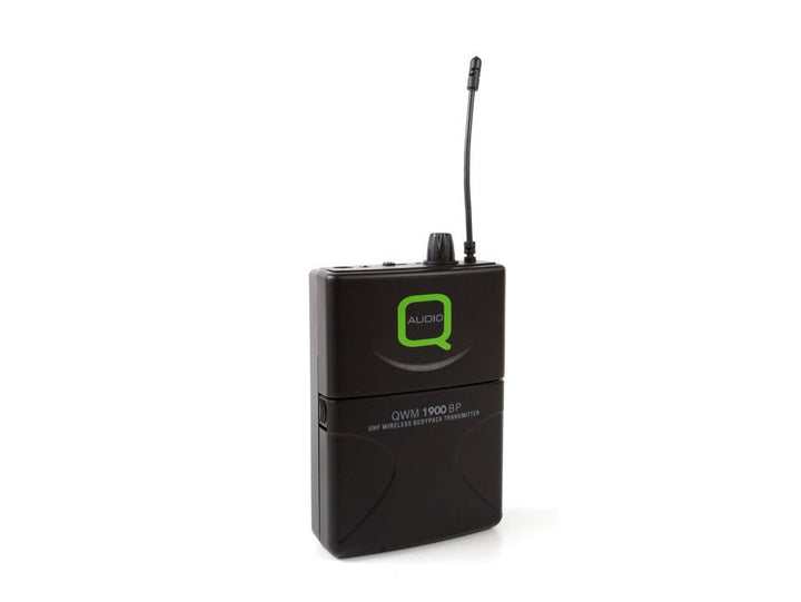 Q - Audio UHF Beltpack Wireless Microphone System - 863 - 865 MHz Single - Channel with Headset and Lavalier Mic (Model QWM 1900 BP) - Ev - Entz Music
