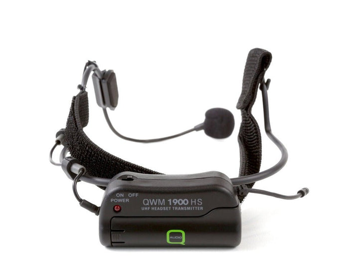 Q - Audio UHF Headworn Wireless Microphone System - 863 - 865 MHz Single - Channel with Flexible Aerobic Headset (Model QWM 1900 HS) - Ev - Entz Music
