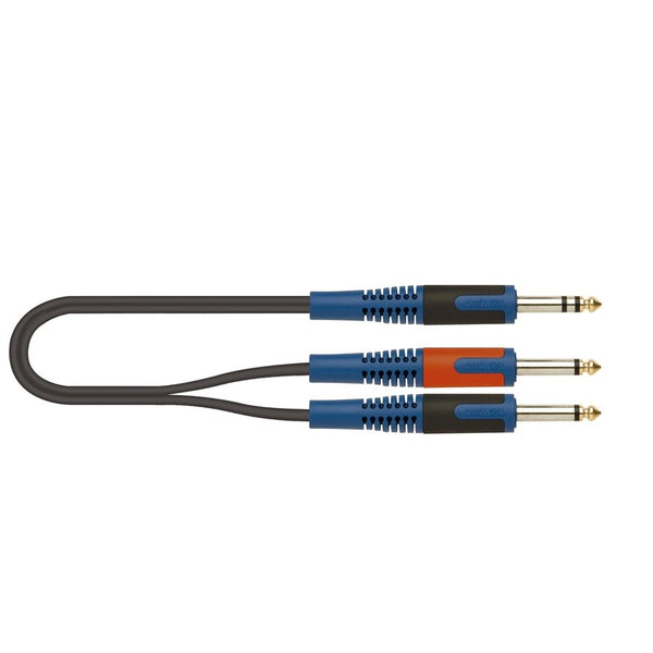 Quik Lok RKSA/100 - 2 Stereo to Dual Mono 6.3mm Adaptor Cable – 2m Professional Audio Cable, Ultra - Pure Copper Conductors, Noise - Resistant - Ev - Entz Music