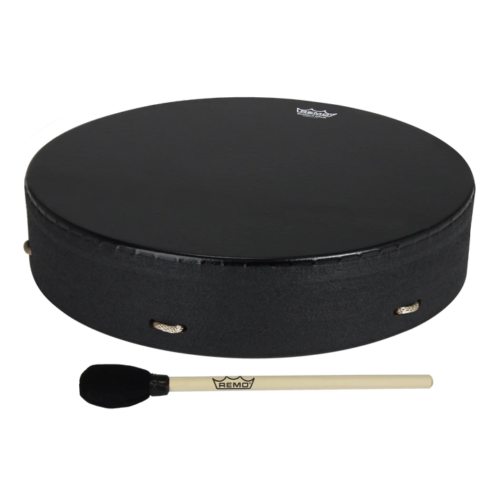 Remo Bahia Buffalo Drum 16" - Black Earth Finish with Acousticon Shell (E1 - 1316 - BE) - Ev - Entz Music
