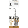 Rico Select Jazz Tenor Sax Reeds Unfiled Strength 4 Strength Soft 5 pack - Ev - Entz Music