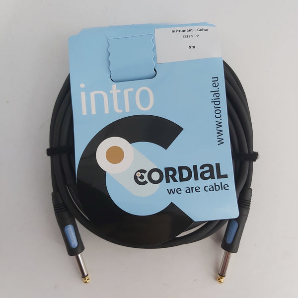 Cordial CCFI9PP 'Intro Series' 30ft / 9M Instrument Cable - Gold Tipped, Straight to Straight, 1/4" Mono Jack Plugs