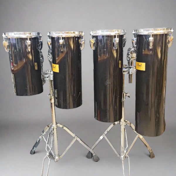 Pre-Owned Set of Pearl Rocket Toms in Piano Black - 6" x 12" / 6" x 15" / 6" x 18" / 6" x 21"