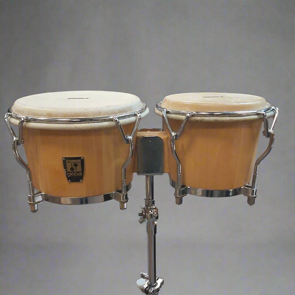 Pre-owned Sonor Global Bongos GBW7850NM 7" + 8 1/2" - Natural Matte with Stand