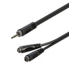 Roxtone 3.5mm stereo plug to 2 x 3.5mm stereo sockets splitter - Ev - Entz Music