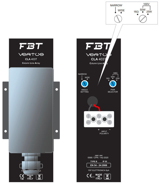 FBT CLA 403 TB Passive Column Array - 4x3" - 120Wrms - 110°H x 25°V/50°V - IP 55 EN54 - product image 3