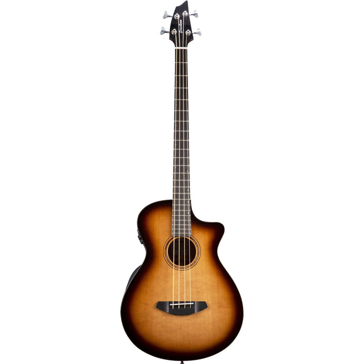 Breedlove Concerto Bass side view showing cutaway and body depth