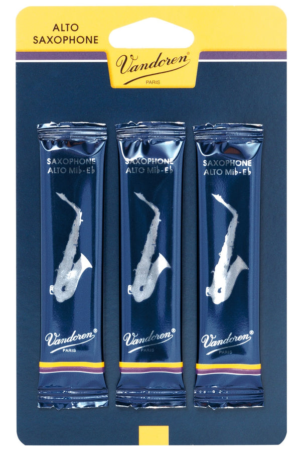 Vandoren Traditional Alto Saxophone Reeds, Strength 1.5 - 3pk