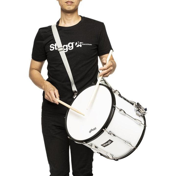 Stagg MATD - 1412 14" x 12" Marching Tenor Drum – White with Strap, Sticks & Drum Key - Ev - Entz Music