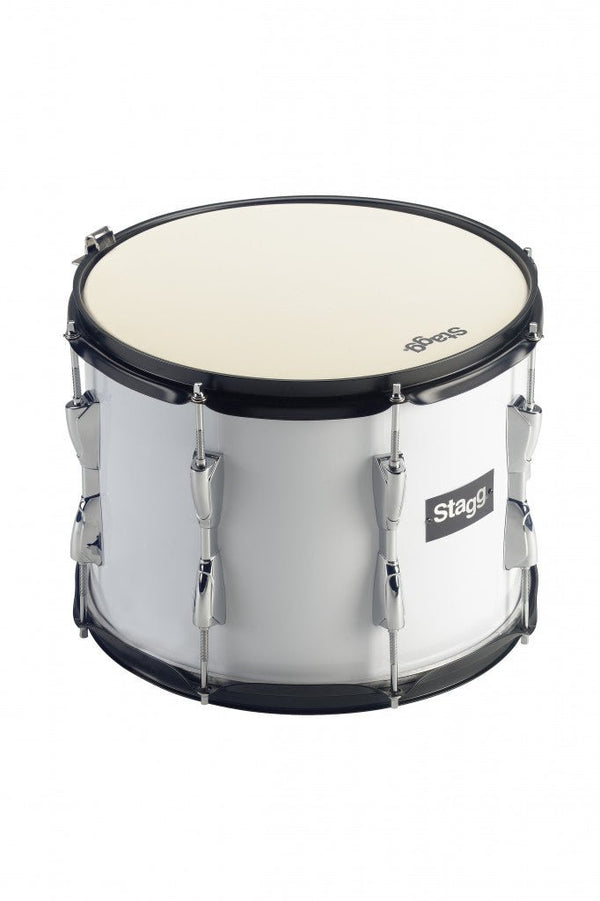 Stagg MATD - 1412 14" x 12" Marching Tenor Drum – White with Strap, Sticks & Drum Key - Ev - Entz Music