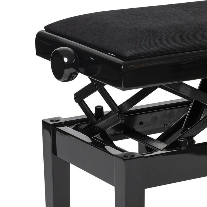 Stagg PBH 390 BKP VBK Highgloss Black Hydraulic Piano Bench with Fireproof Black Velvet Top - Ev - Entz Music