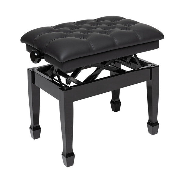 Stagg PBH 850 BKP SBK Highgloss Black Concert Hydraulic Piano Bench with Fireproof Black Vinyl Top - Ev - Entz Music