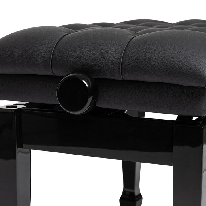 Stagg PBH 850 BKP SBK Highgloss Black Concert Hydraulic Piano Bench with Fireproof Black Vinyl Top - Ev - Entz Music